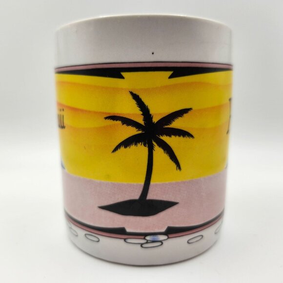 Vtg 70s Hilo Hattie Hawaii Hawaiian Souvenir Mug Sunset Palms 12oz a - Picture 2 of 8